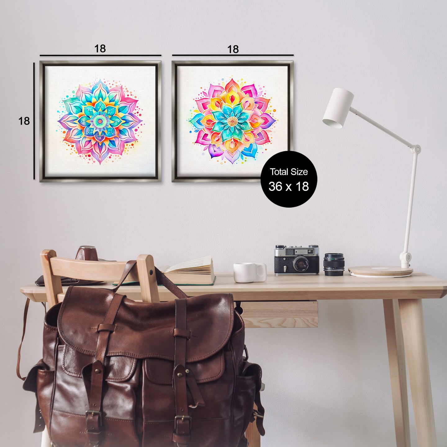 Stupell Industries Bright Boho Mandalas 2pc Floater Framed Canvas Wall Art Set Design by Andrea Haase