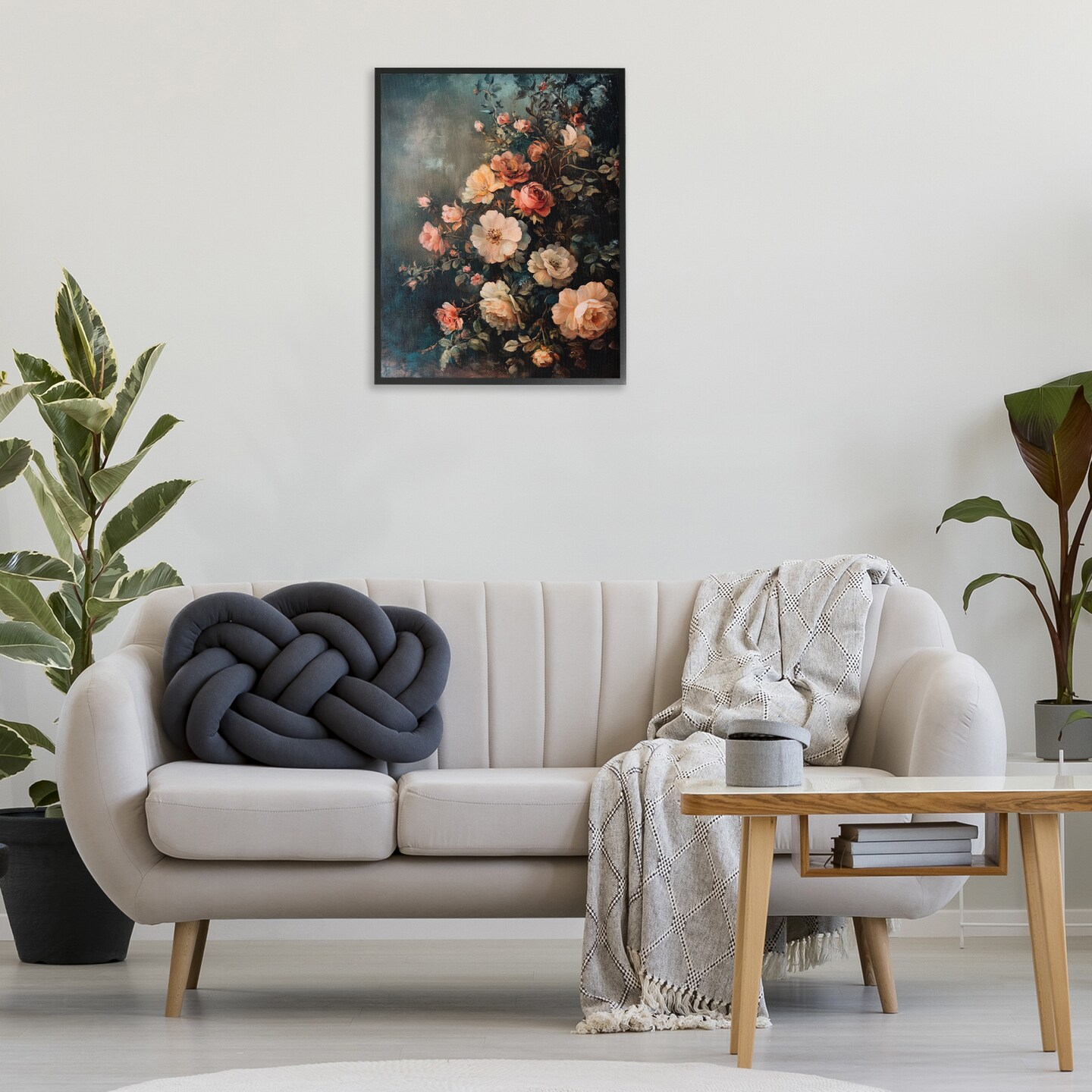 Stupell Industries Dark Rose Florals Framed Giclee Wall Art Design by Petal Prints Design