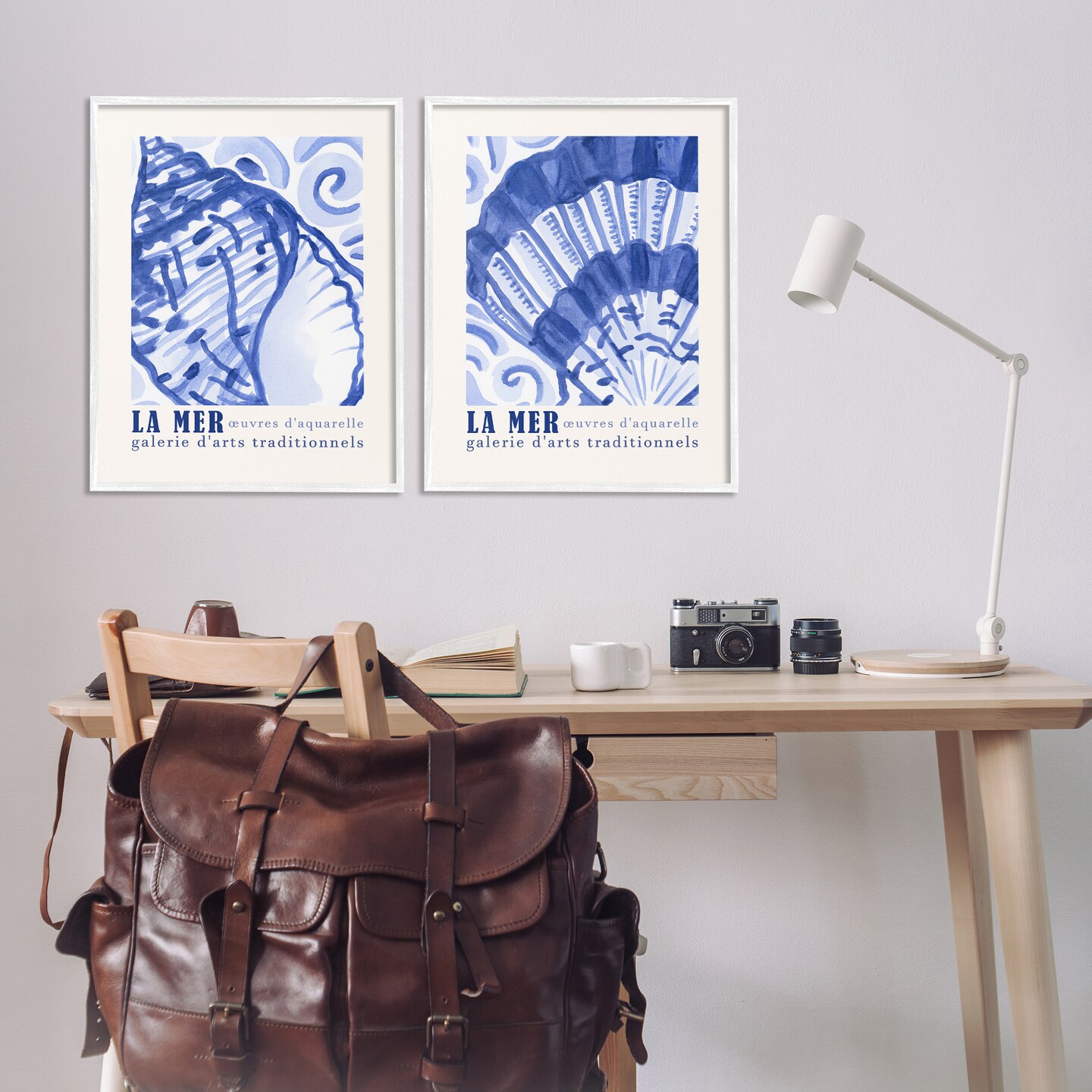 Stupell Industries Seashell Gallery Posters 2pc Framed Giclee Wall Art Set Design by June Erica Vess 