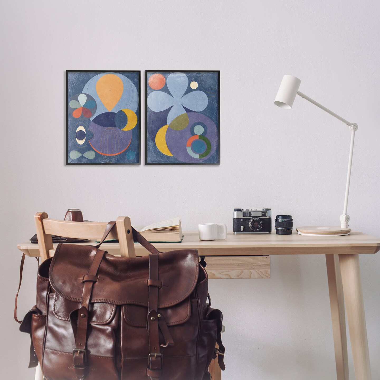 Stupell Industries Retro Mixed Shapes 2pc Framed Giclee Wall Art Set Design by Victoria Barnes