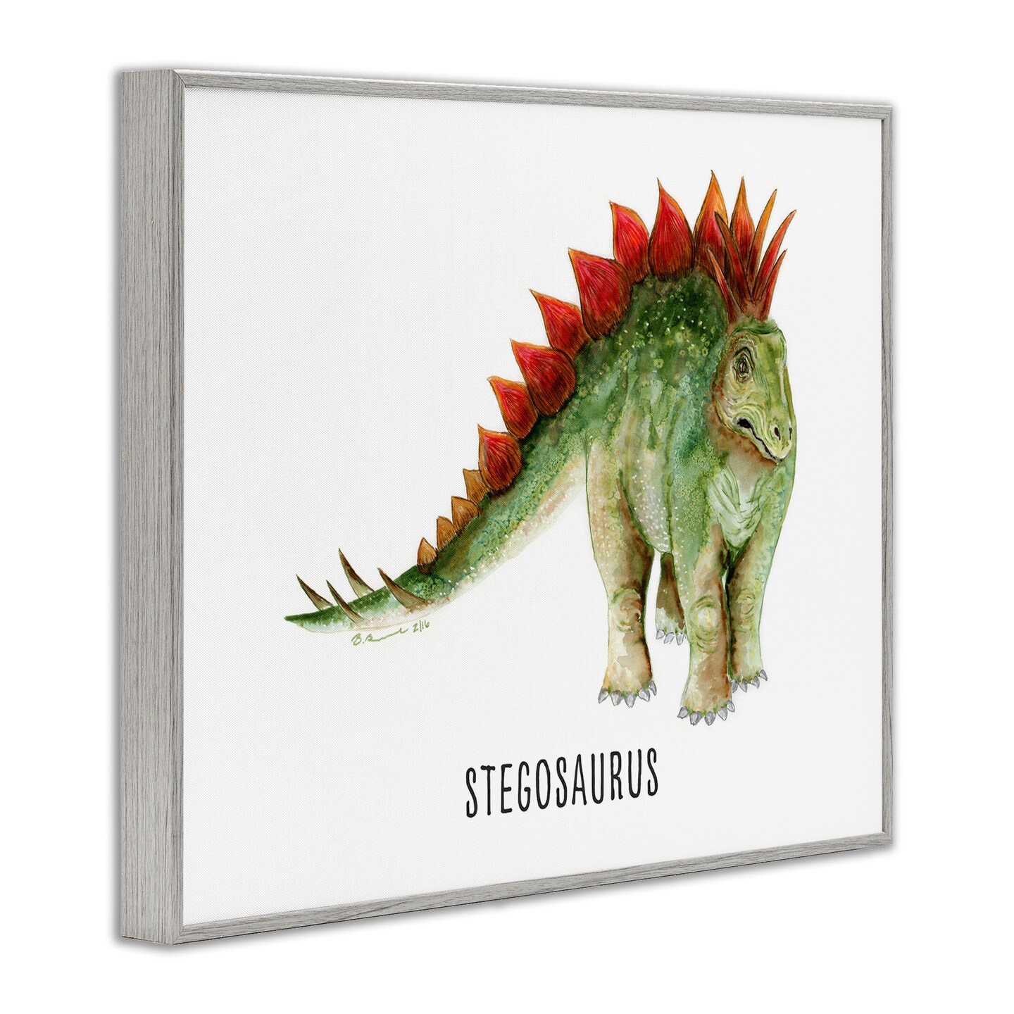 Stupell Industries Stegosaurus Dinosaur Learning Framed Giclee Wall Art Design by Brett Blumenthal