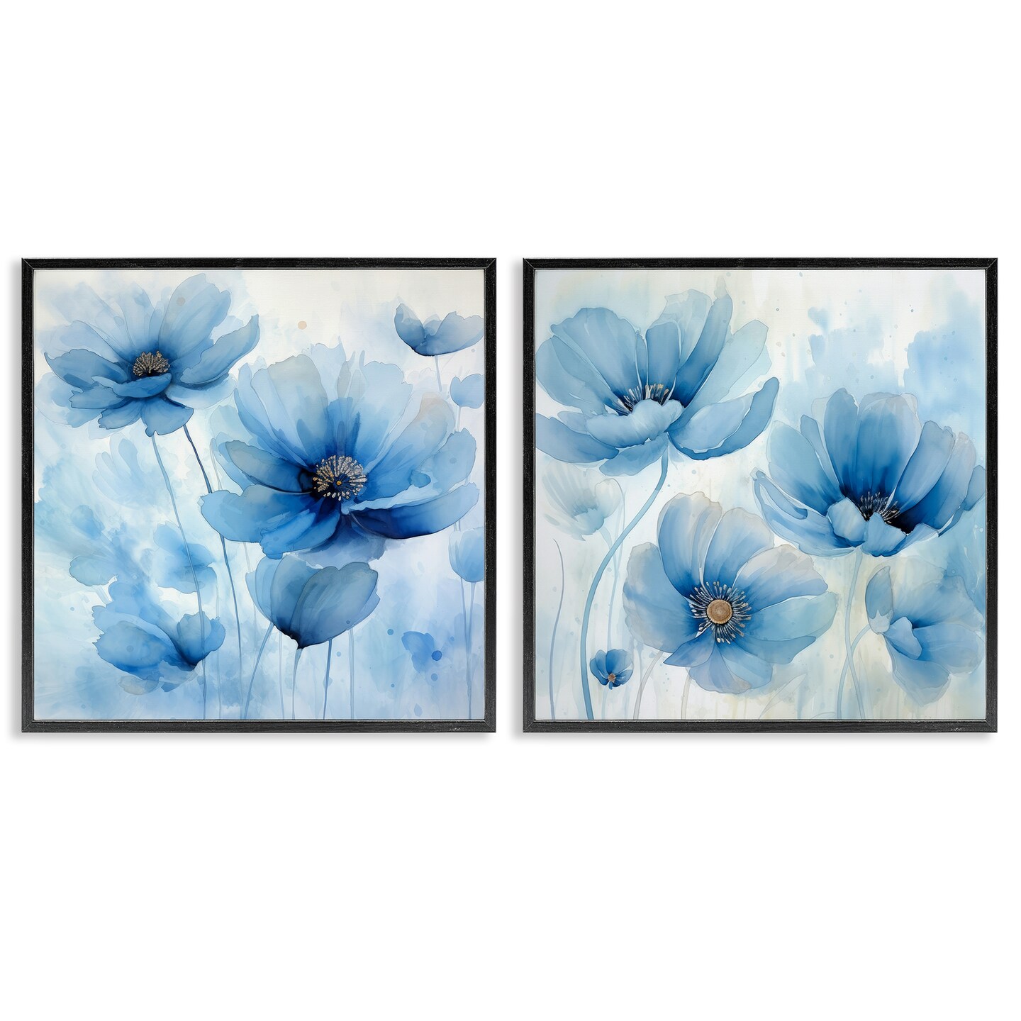Stupell Industries Saturated Blue Blossoms 2pc Framed Giclee Wall Art Set Design by Irena Orlov