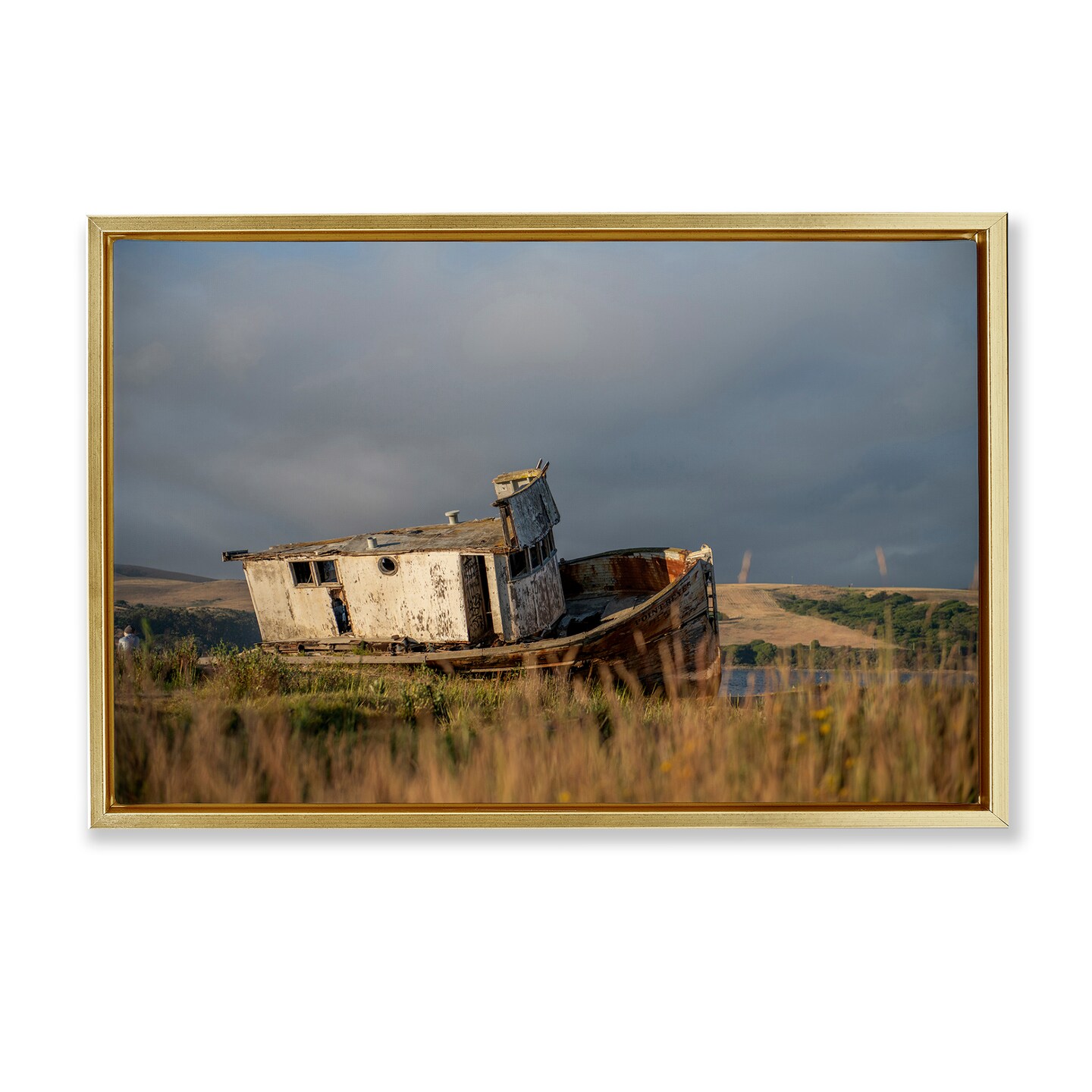 Stupell Industries Old Shipwreck on Beach Floater Framed Canvas Wall Art Design by Crystal Lynn Collins