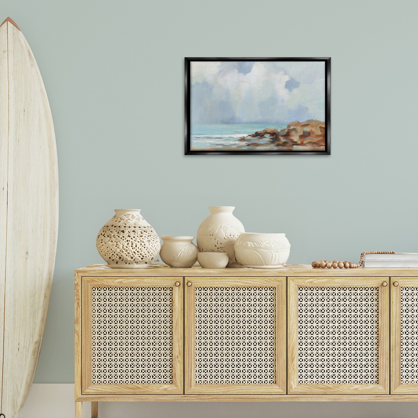 Stupell Industries Morning at Stone Beach Floater Framed Canvas Wall Art Design by Silvia Vassileva