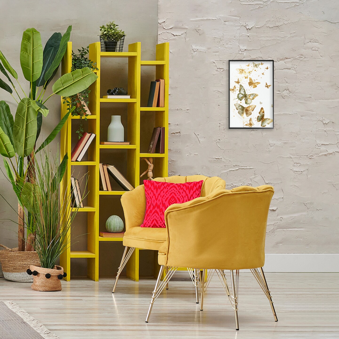 Stupell Industries Butterfly Trail with Speckles Framed Giclee Wall Art Design by LSR Design Studio