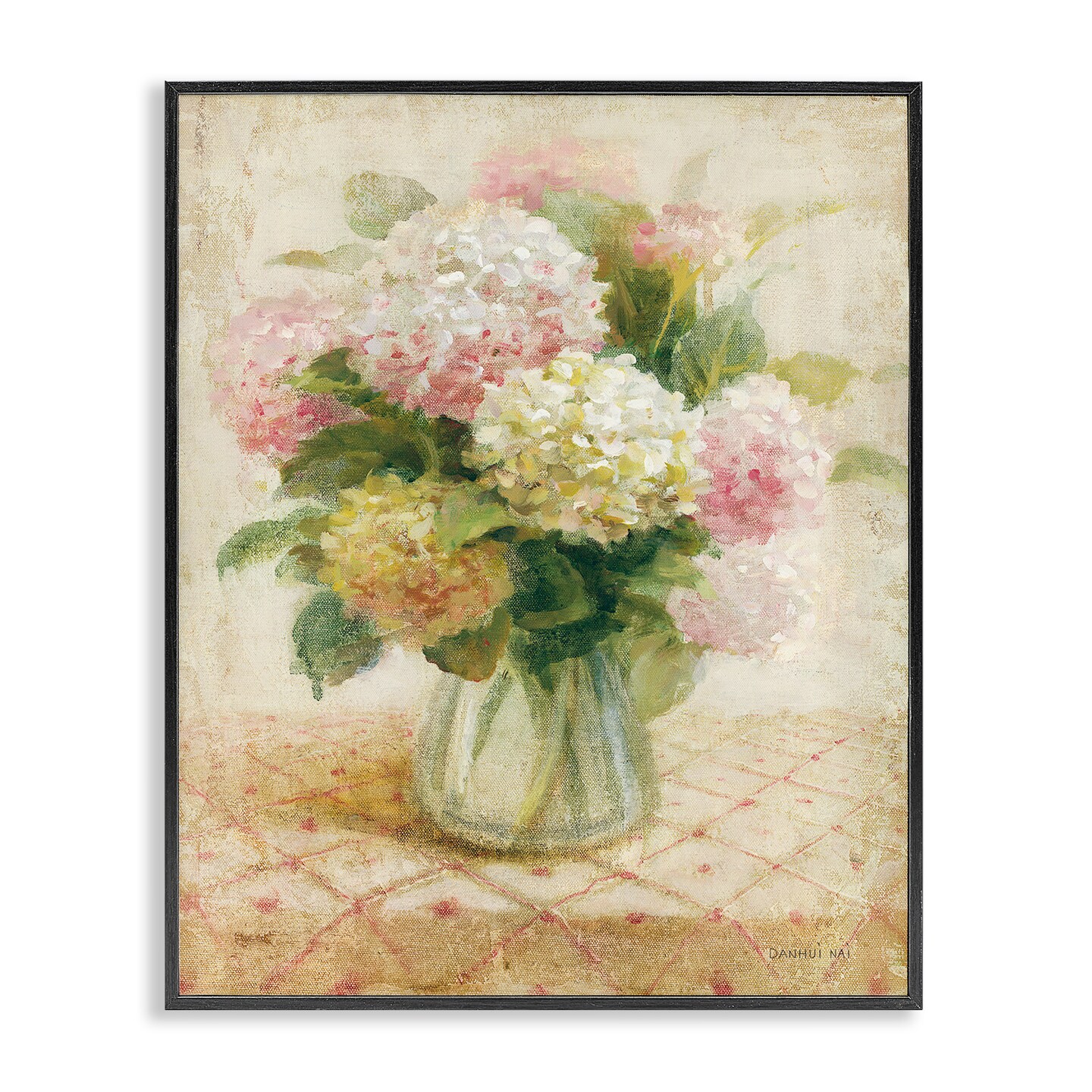 Stupell Industries Cottage Hydrangeas in Pink Framed Giclee Wall Art Design by Danhui Nai