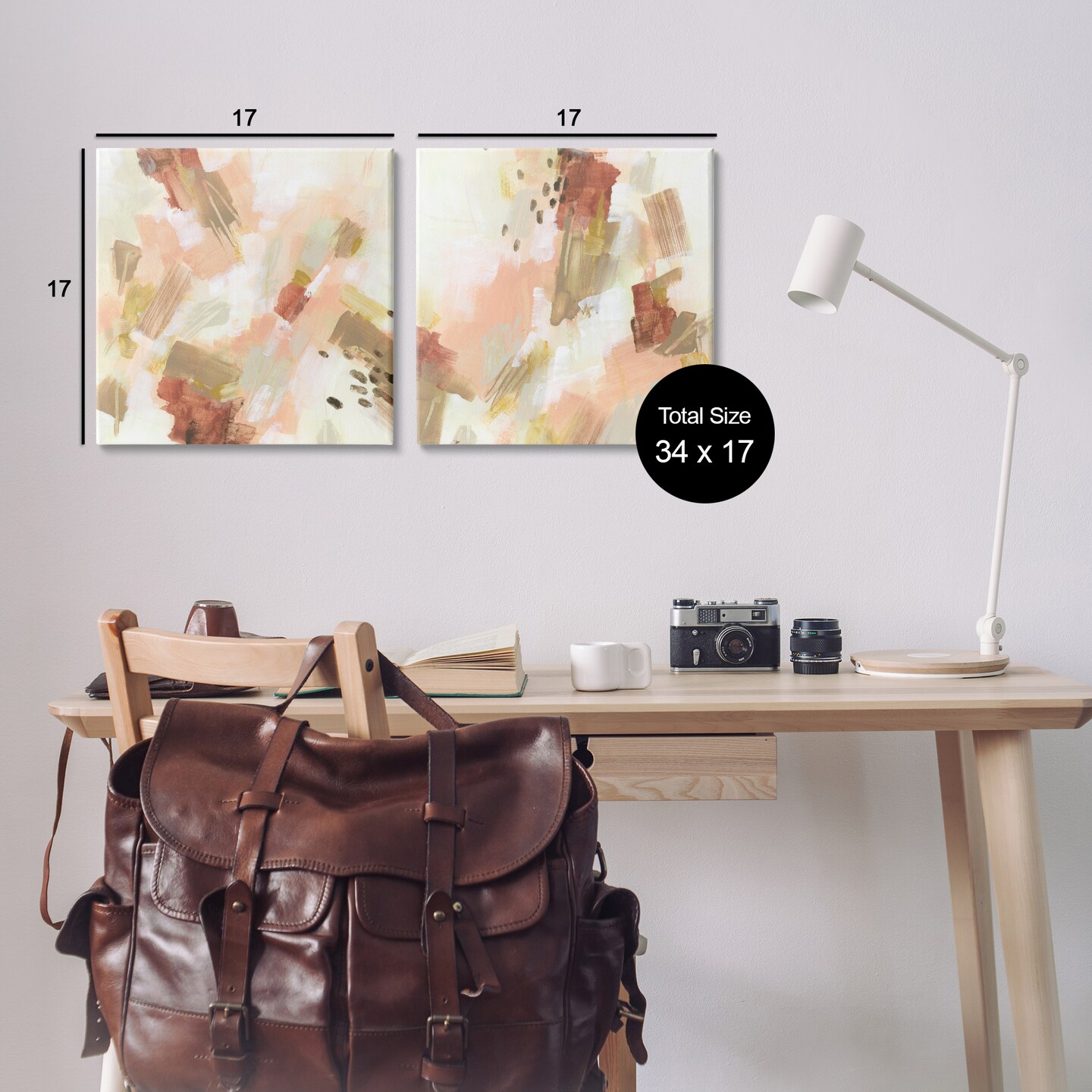 Stupell Industries Energetic Beige Palette 2pc Canvas Wall Art Set Design by June Erica Vess 