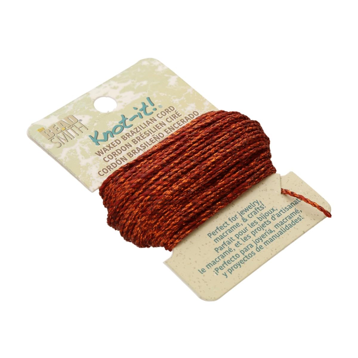 The Beadsmith Waxed Brazilian Cord, 0.7 mm Diameter, Light Wax, 15 Yards (13.7 m)
