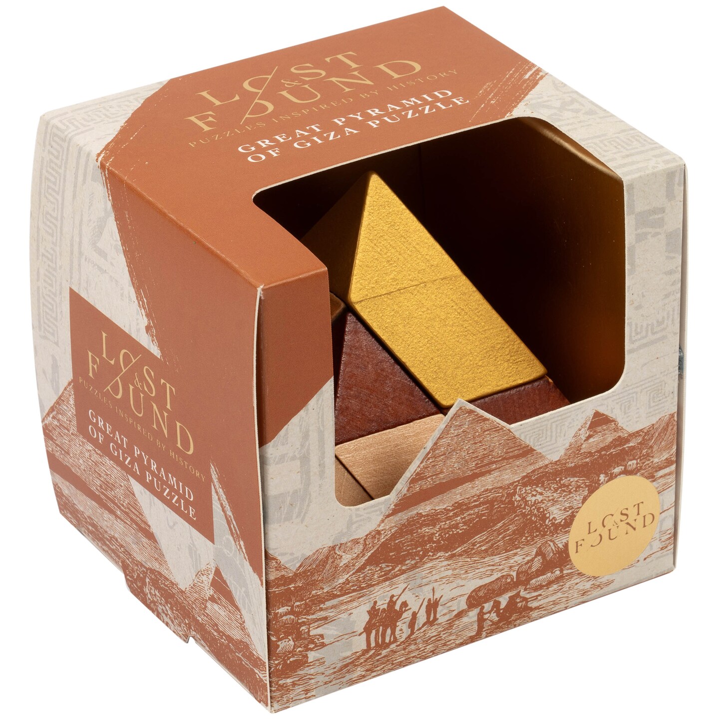 Professor Puzzle: Great Pyramid of Giza - 3D Wooden Handheld Brainteaser, 7 Wonders Of The World, Logic & Precision Challenge, Lost & Found Collection