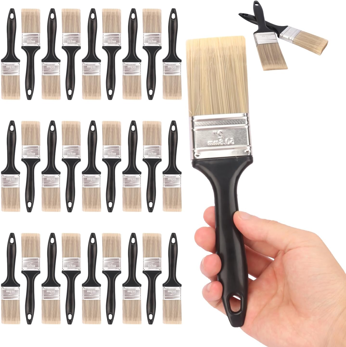 30 Pack 2" Paint Brushes – For Walls, Decks, Trim & DIY Projects | Home Painting Tools