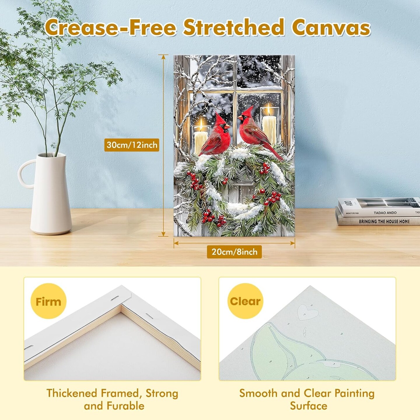 Cardinal Paint by Numbers for Adults – Framed Christmas Winter Acrylic Painting Kit