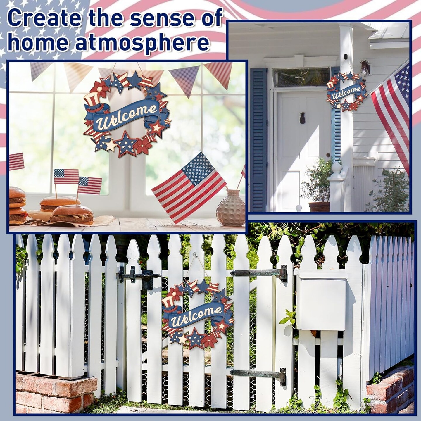 4th of July Wood Crafts to Paint for Kids Adults, 3 Sets Paintable Unfinished Wooden Patriotic Ornaments for Craft, Memorial Veterans Day DIY Cutouts Wreath for Painting Door Decorations (Star)