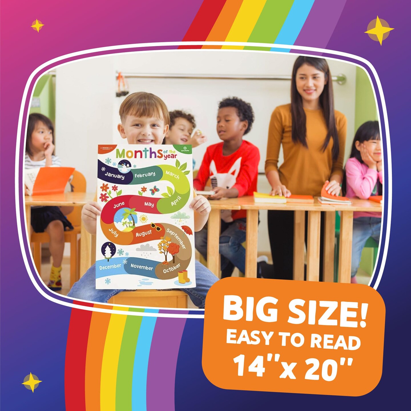 Educational Posters for Toddlers - Classroom Posters - Playroom Decor - Daycare Classroom Decor - Preschool Home School Essentials - ABC Poster - Kids Posters 11 Charts (Non-Laminated)