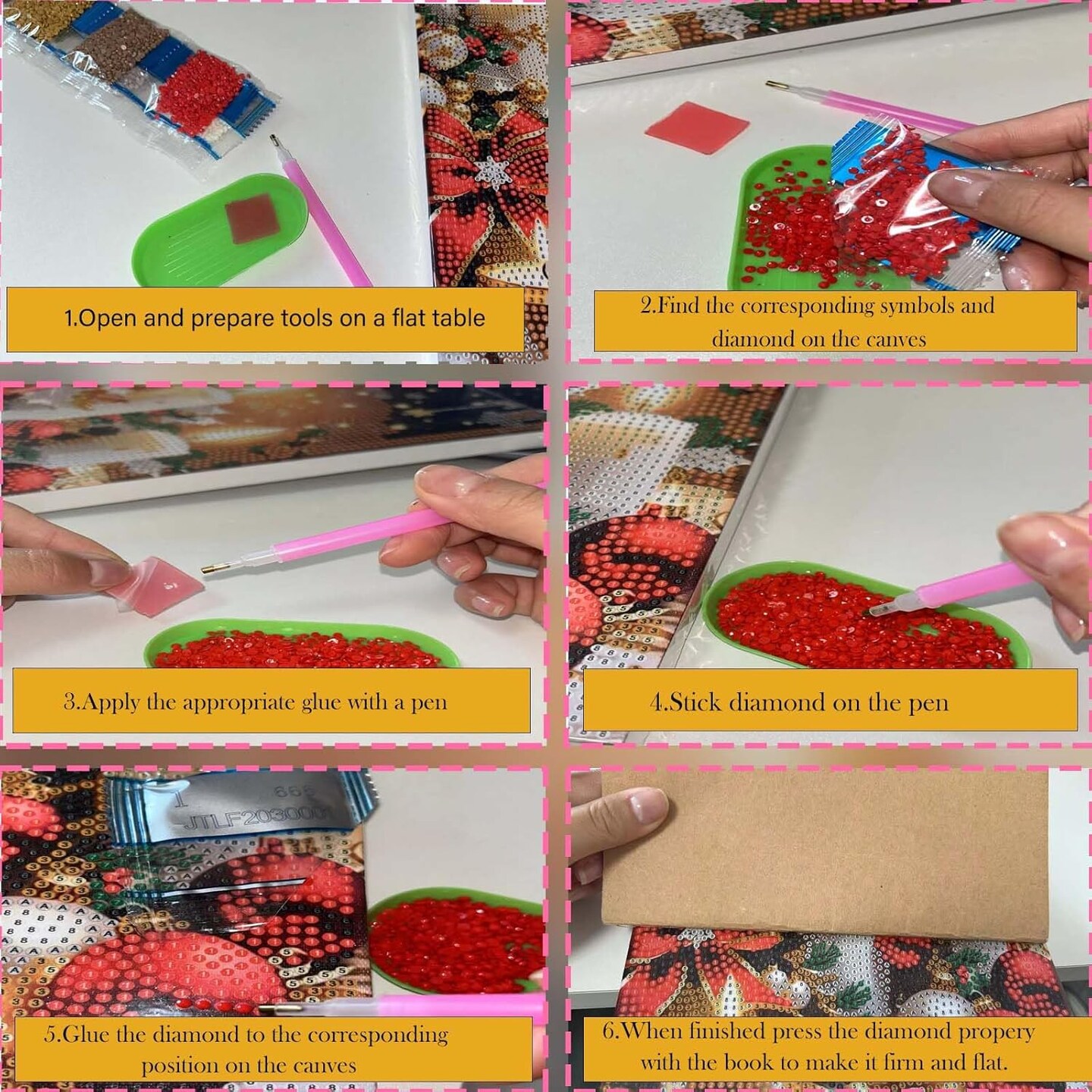 Christmas Diamond Art Kits for Adults, Christmas Candle Diamond Painting Kit for Beginner, DIY 5D Full Diamond Christmas Diamond Painting Gemstone Kit 8 * 12 Inch