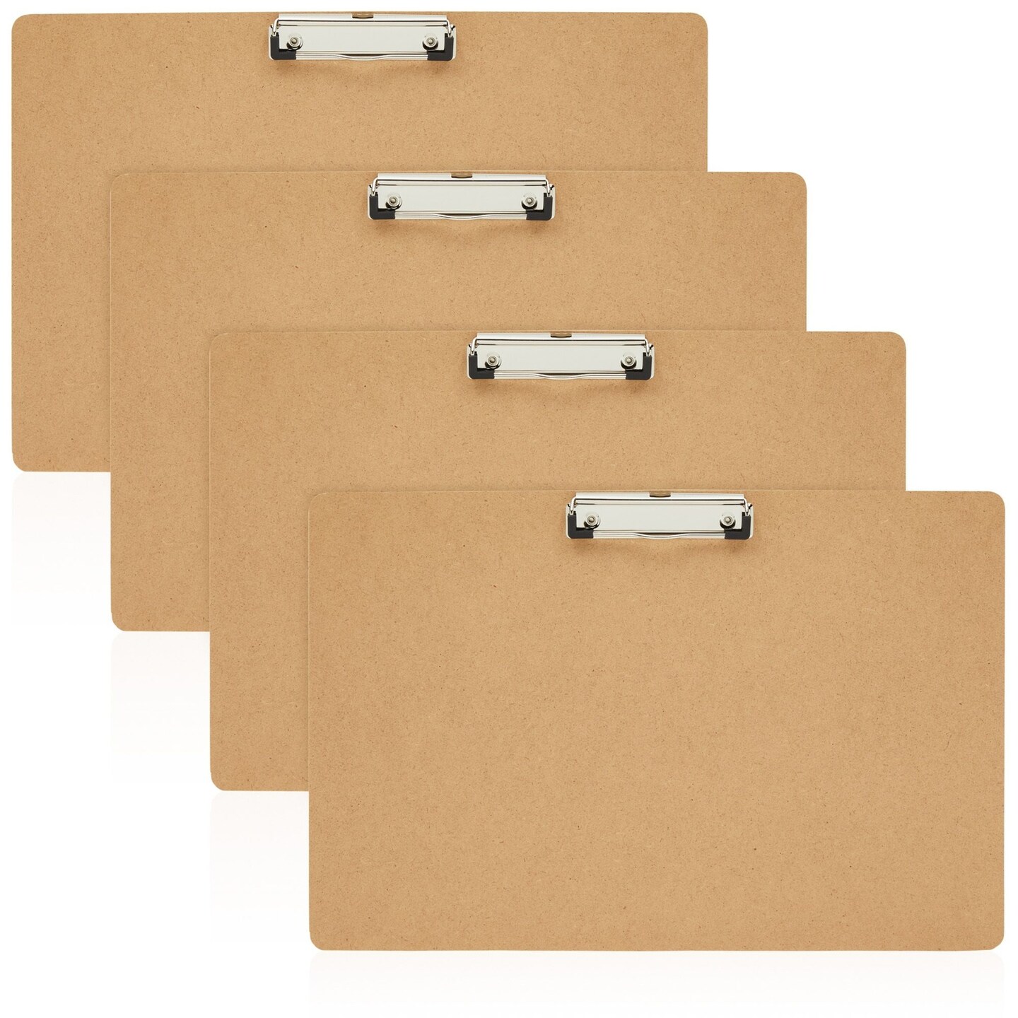 4-Pack Extra Large Clipboard, Horizontal Wooden Lap Boards, Wood Clip Board with Low Profile Clip for Drawing, Sketching, and Art Supplies, Landscape Layout, 3mm Thickness 11.5 x 17.4 Inches