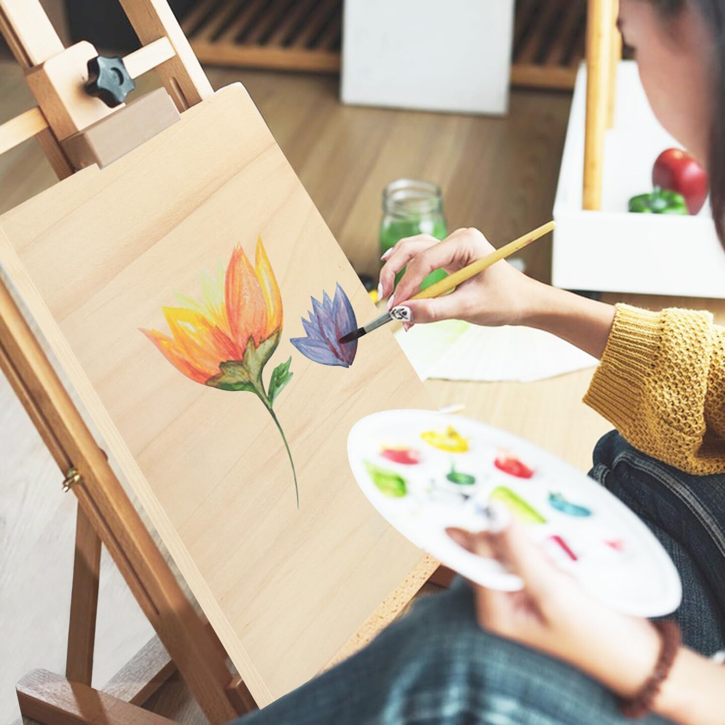 14 Pack Wooden Canvas Boards for Painting, 9 x 12 Inch Wood Canvas for Art Projects, Cradled Artist Panels for Oil, Acrylic, Encaustic, Wood Burning, Pouring and More