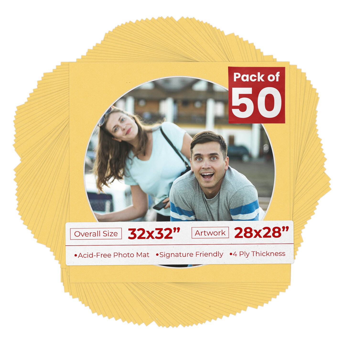 Light Orange Mat Board for 32x32 Frames - Circle Opening for 28x28 Photos