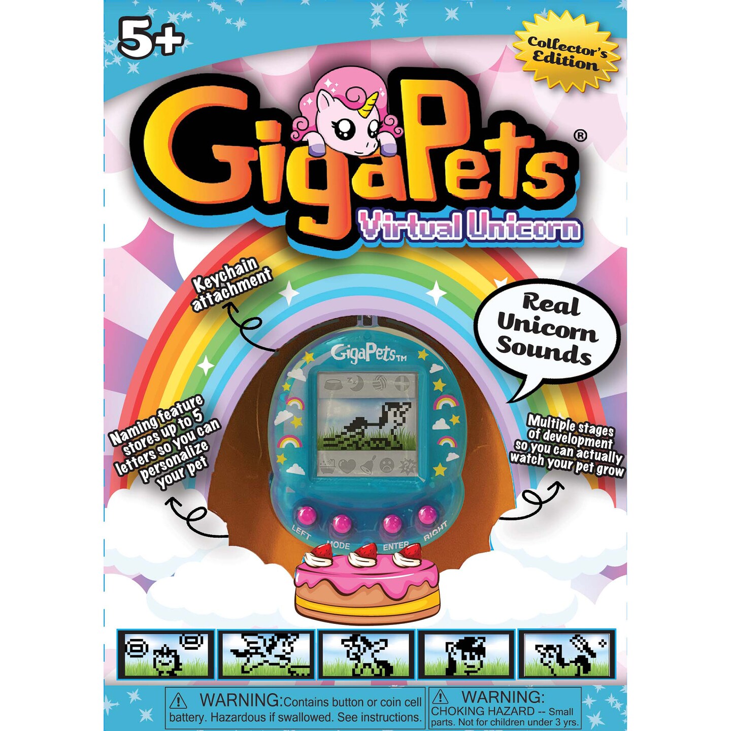 GigaPets: Virtual Unicorn - The 90&#x2019;s GigaPets Reinvented, Virtual Interactive Pet Keychain, Unicorn Sounds, New Evolution Animations, Kids Ages 5+