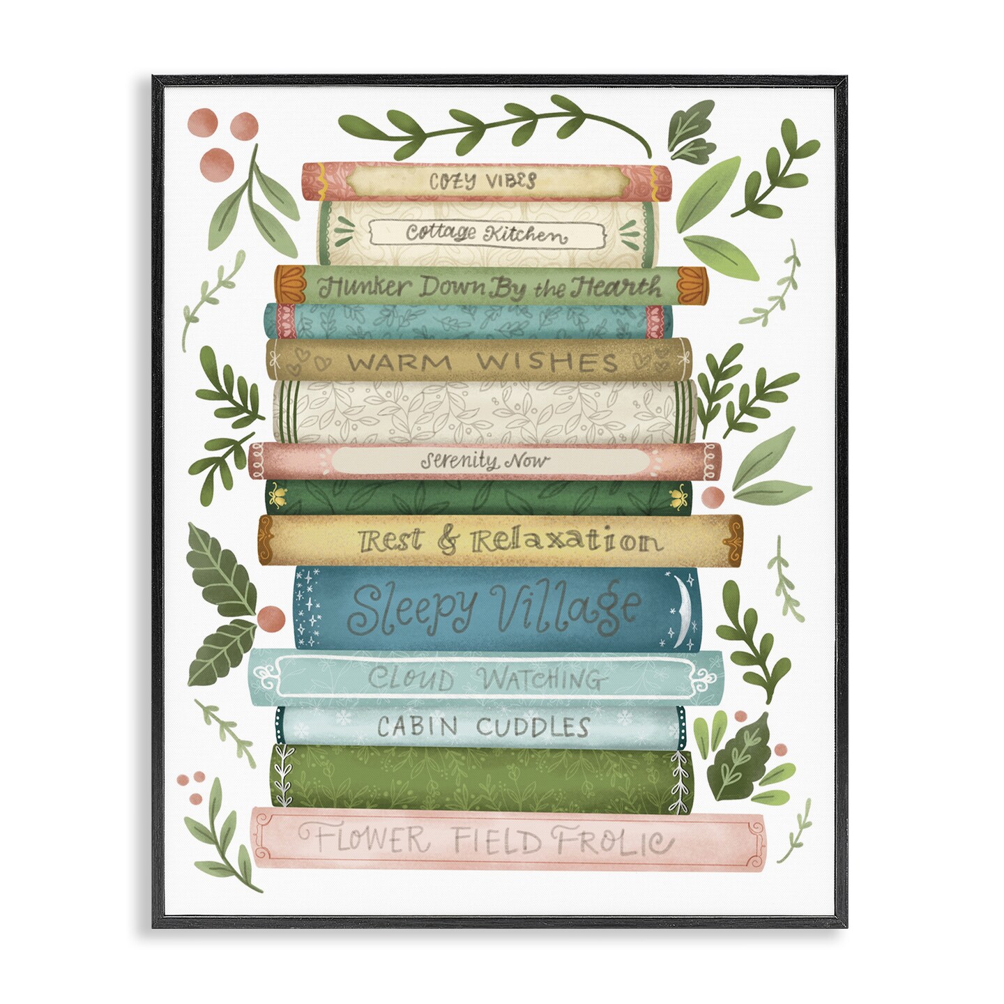 Stupell Industries Cozy Books At The Cottage Black Framed Giclee Art, design by Giao Williams