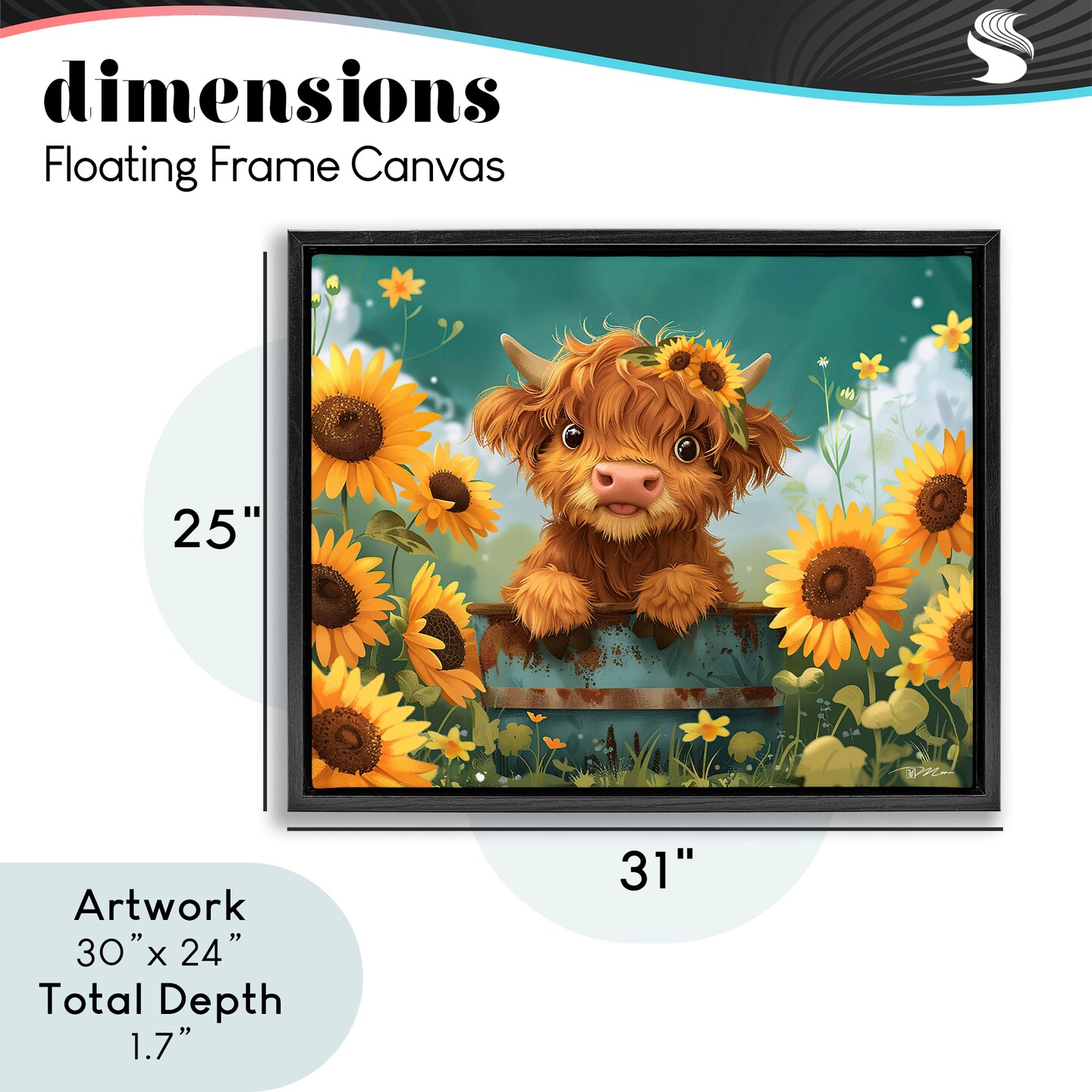 Stupell Industries Cute Happy Highland Cow Floating Frame, design by Momart