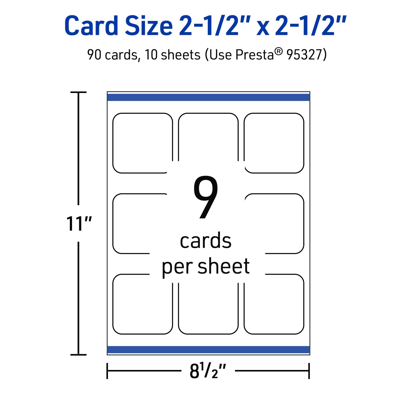 2-1/2&#x22; x 2-1/2&#x22; Square Rounded Corners, Glossy White Business Cards