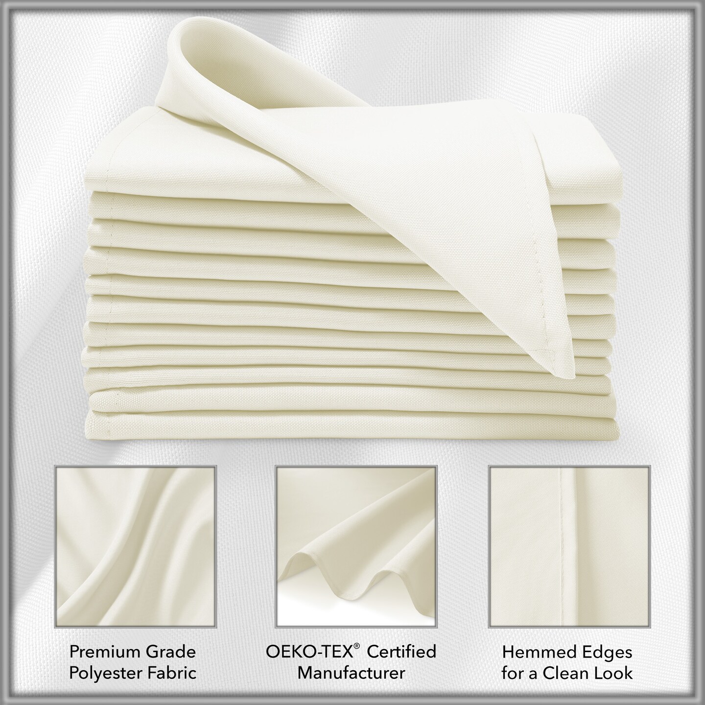 Lann's Linens Set of 144 Cloth Dinner Napkins, 20-inch Polyester Napkins, Washable and Reusable Fabric for Weddings, Hotels, Restaurants