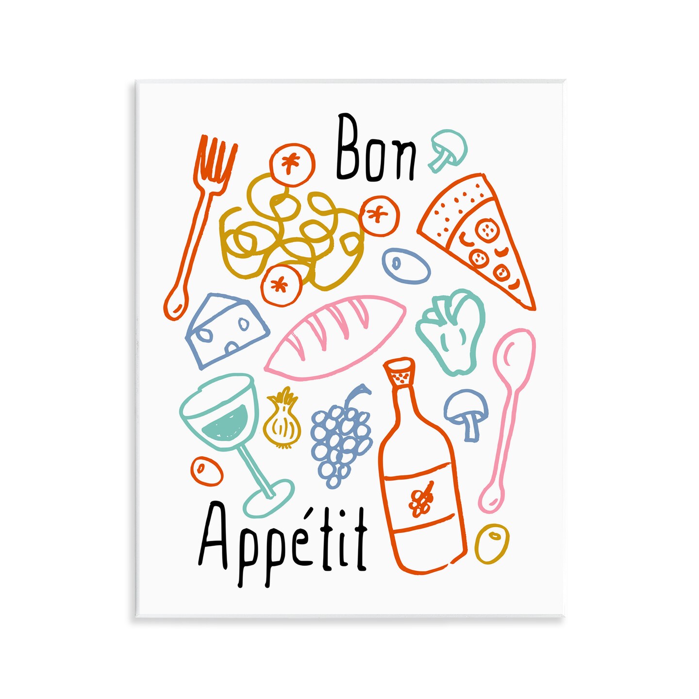 Stupell Industries Bon Appetit Colorful Sketches Wall Plaque, design by Heather Dutton