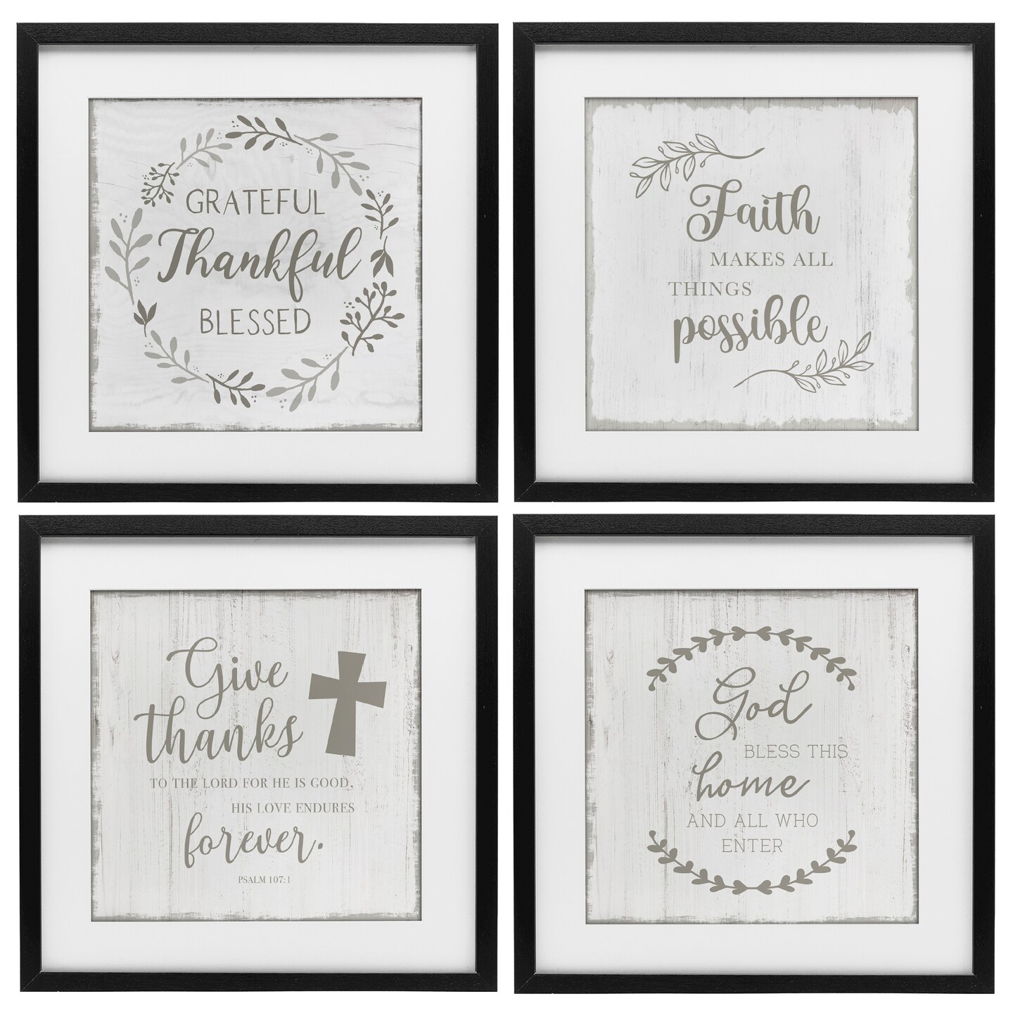 Stupell Industries Spiritual Faith Phrases 4pc Framed Print Under Glass Set, design by Val Rhodes