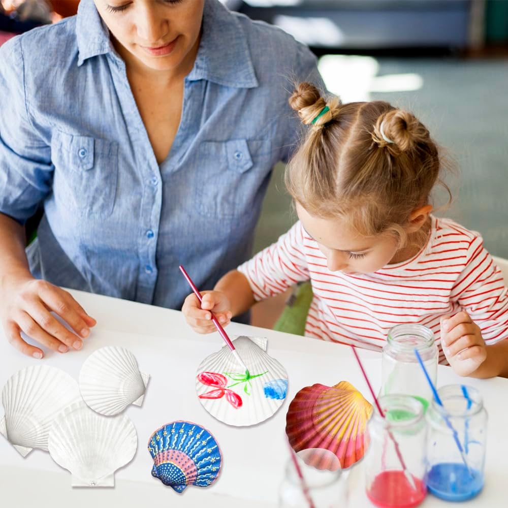 18PCS Large Natural Scallop Shells,4&#x27;&#x27;-5&#x27;&#x27; White Seashells Bulk for Crafts DIY Painting Baking and Ocean Summer