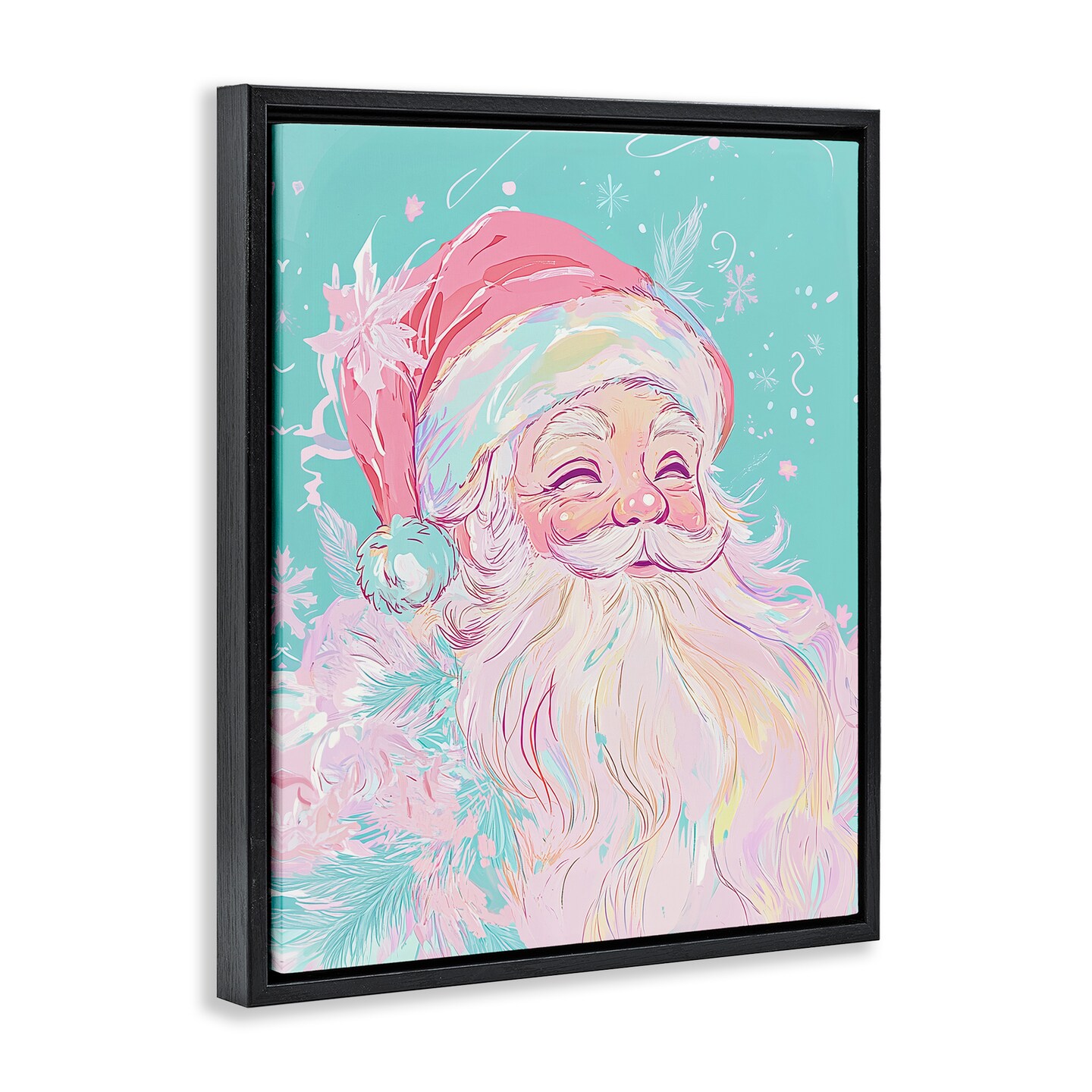 Stupell Industries Pastel Jolly Santa Claus Floating Frame Design by Arlington Prints
