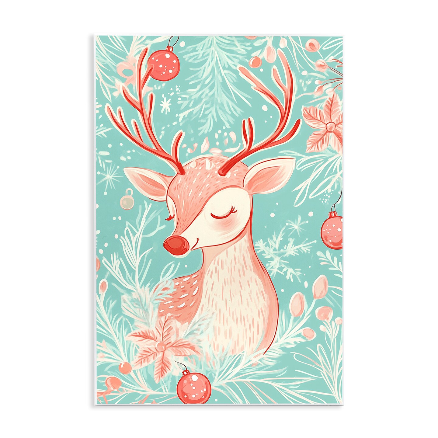 Stupell Industries Pink &#x26; Blue Vintage Reindeer Wall Plaque Design by Arlington Prints