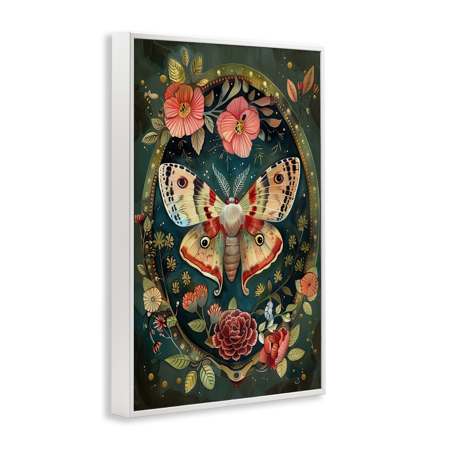 Stupell Industries Victorian Moth & Florals Framed Giclee Design by The Dutch Lady