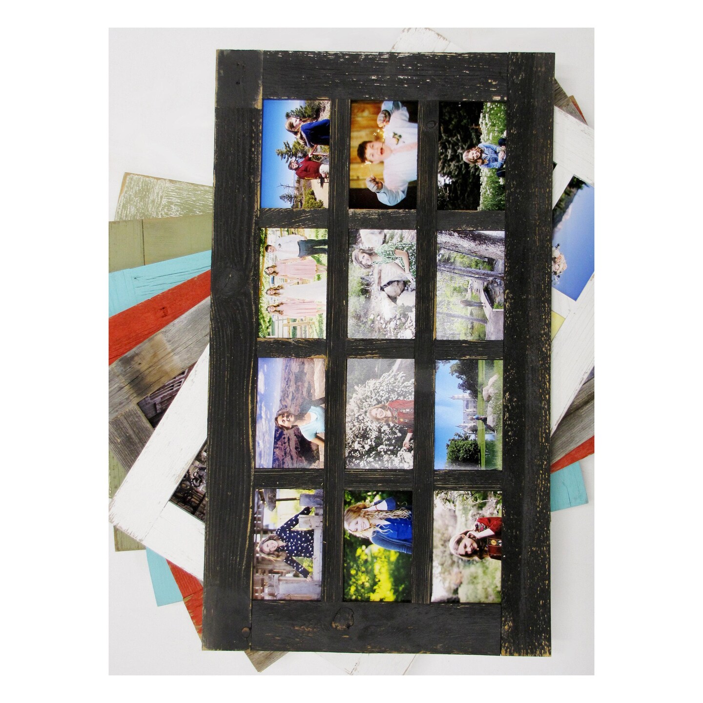 Multi Picture Barn Wood Photo Collage Frame--12 opening for 4X6 pictures, Large Farmhouse Window Style Multiframe, Family Wedding, Grandkids 448844695404232704