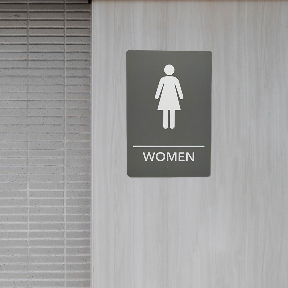 ADA-Compliant Wayfinding Signs &#x2013; Durable, Non-Glare, Scratch-Resistant &#x26; Ready to Install. Featuring Grade 2 Braille &#x26; Raised Tactile Text, These Premade Signs Ensure Easy Compliance for Businesses 2 Pack