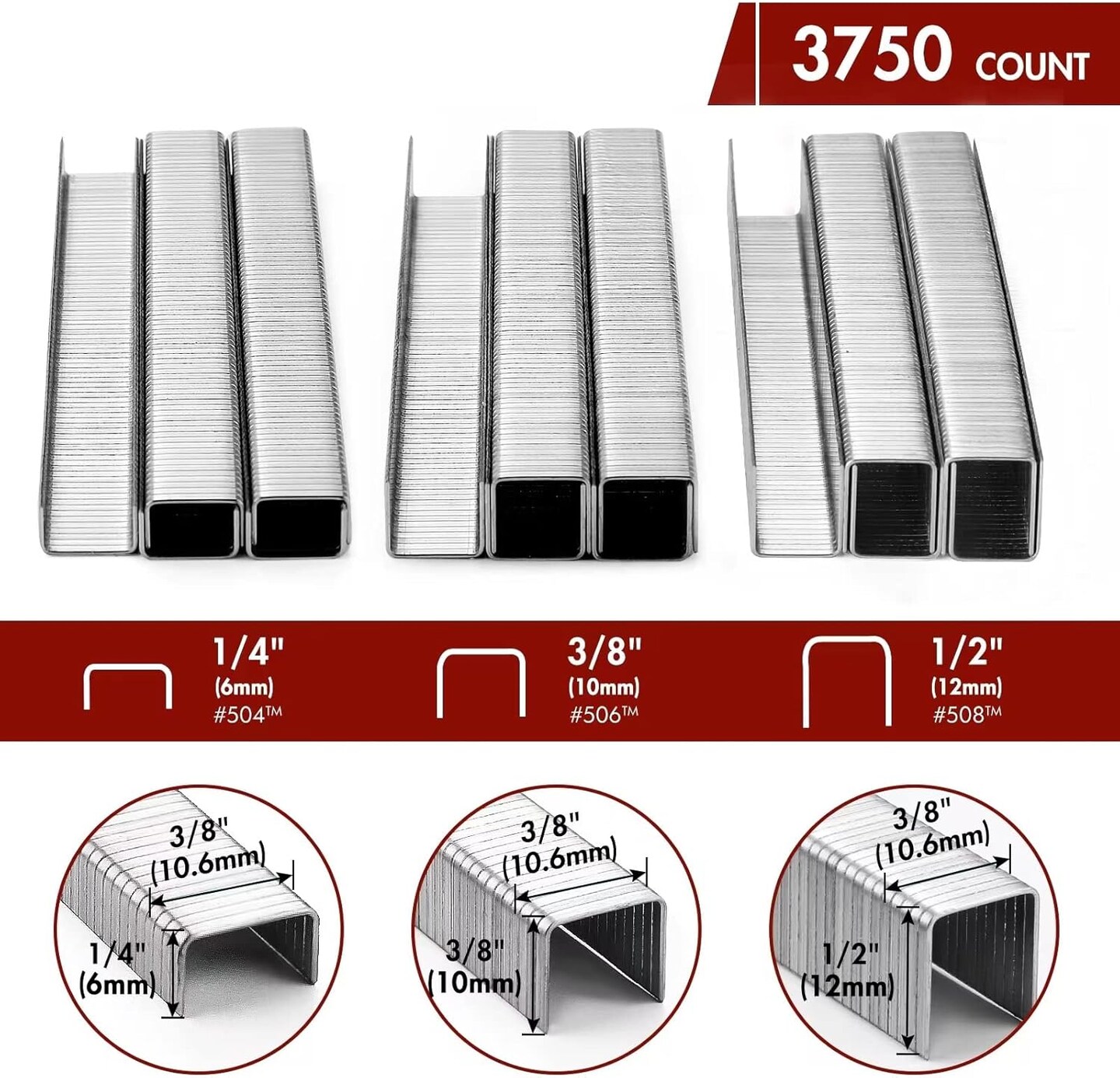 Electric Staple Gun Kit, Corded Stapler with 3750 Pieces T50 1/4", 3/8", 1/2" Staples, for Upholstery Professional and DIY Projects, T50ACD