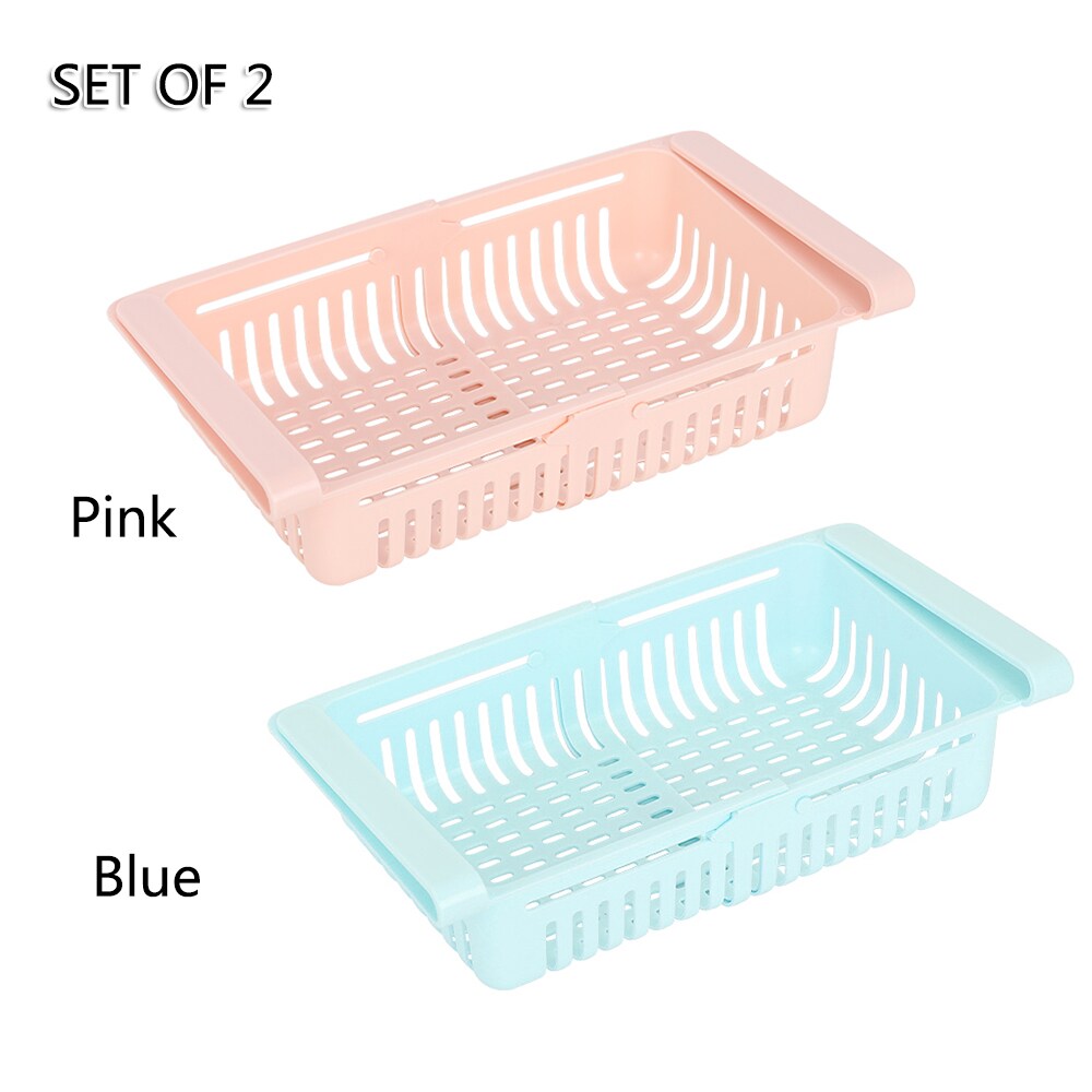 Fridge Drawer Organizer Set of 2 Kitchen Refrigerator Fridge Storage Box
