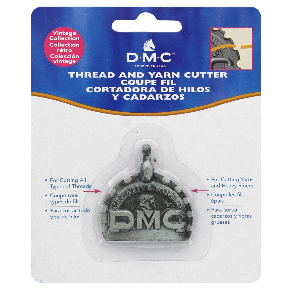 DMC Vintage Yarn &#x26; Thread Cutter, Pewter Finish Cutting Tool for Quilting, Sewing &#x26; Crafting, Wearable Pendant for Thread &#x26; Yarn Cutting, Ideal for Embroidery &#x26; Knitting Projects