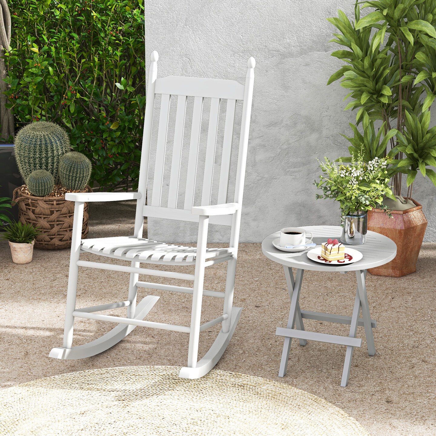 Acacia Wood Rocking Chair with Ergonomic Seat &#x26; Gentle Rocking Motion