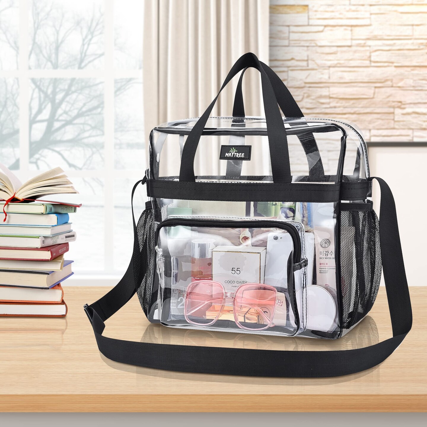 Bagenius Clear Bag Stadium Approved 12&#xD7;6&#xD7;12 Clear bag for Stadium Events Sports Concert Festival Work, Black