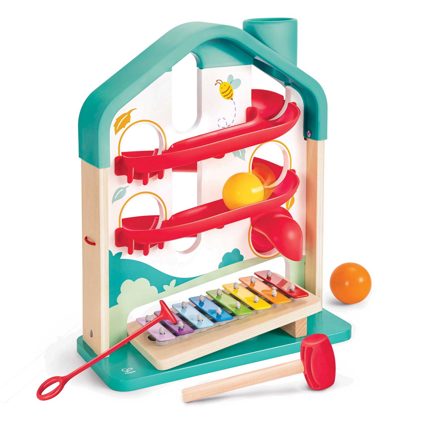 Hape: Melody Mansion Ball Run - Colorful Wooden Toy With Removable Xylophone Musical Instrument, Hands On Ball &#x26; Sounds Toy, Baby-Toddler-Kids Ages 1+