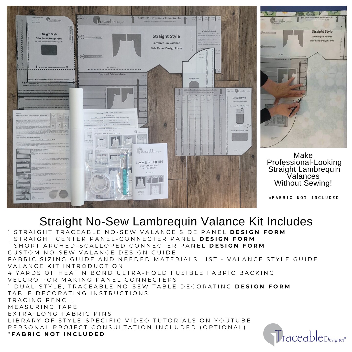 Straight Lambrequin Valance Kit for Custom No-Sew Window Treatments