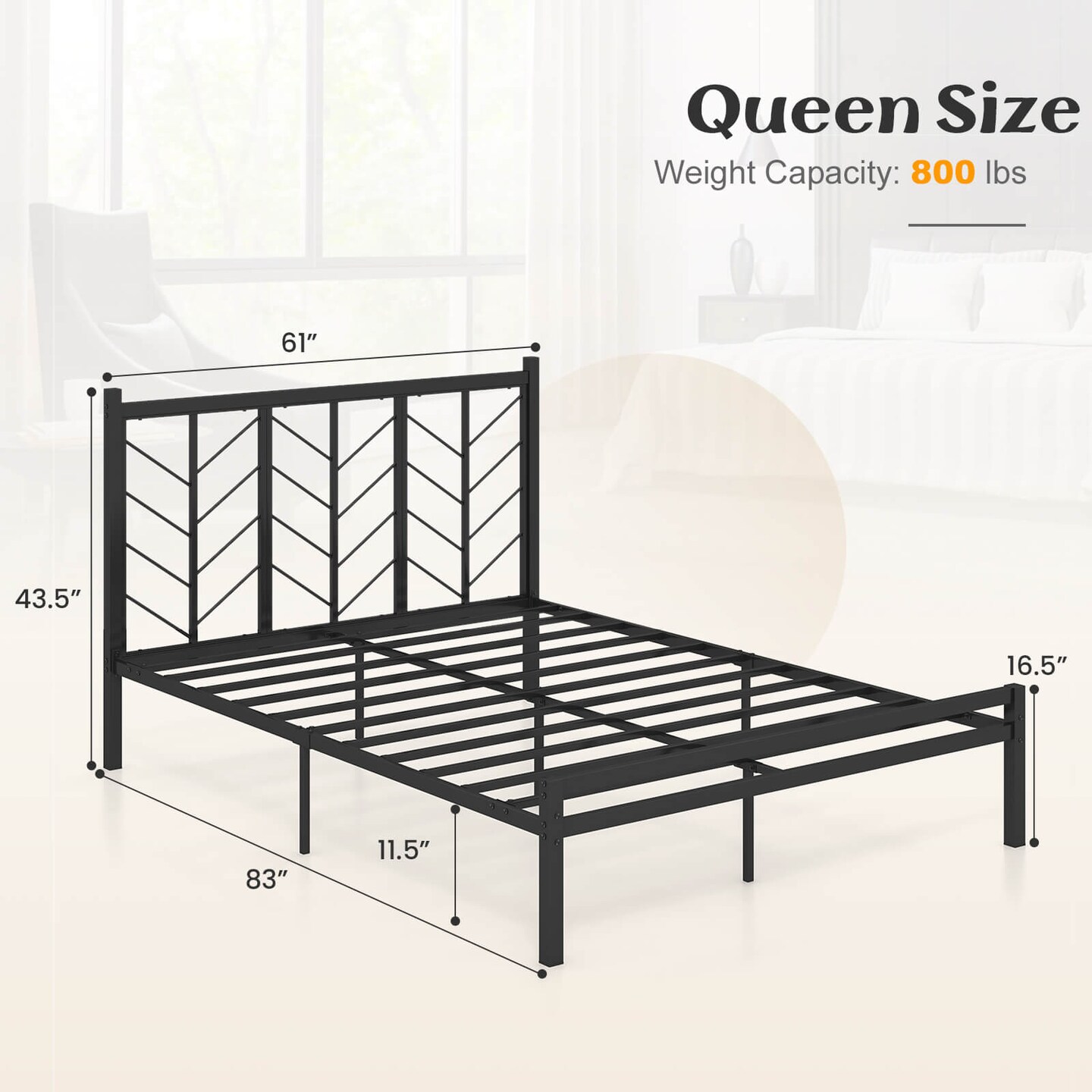 Costway Twin/Full/Queen Size Platform Bed with Headboard 11.5&#x22; Under Bed Storage Easy Assembly