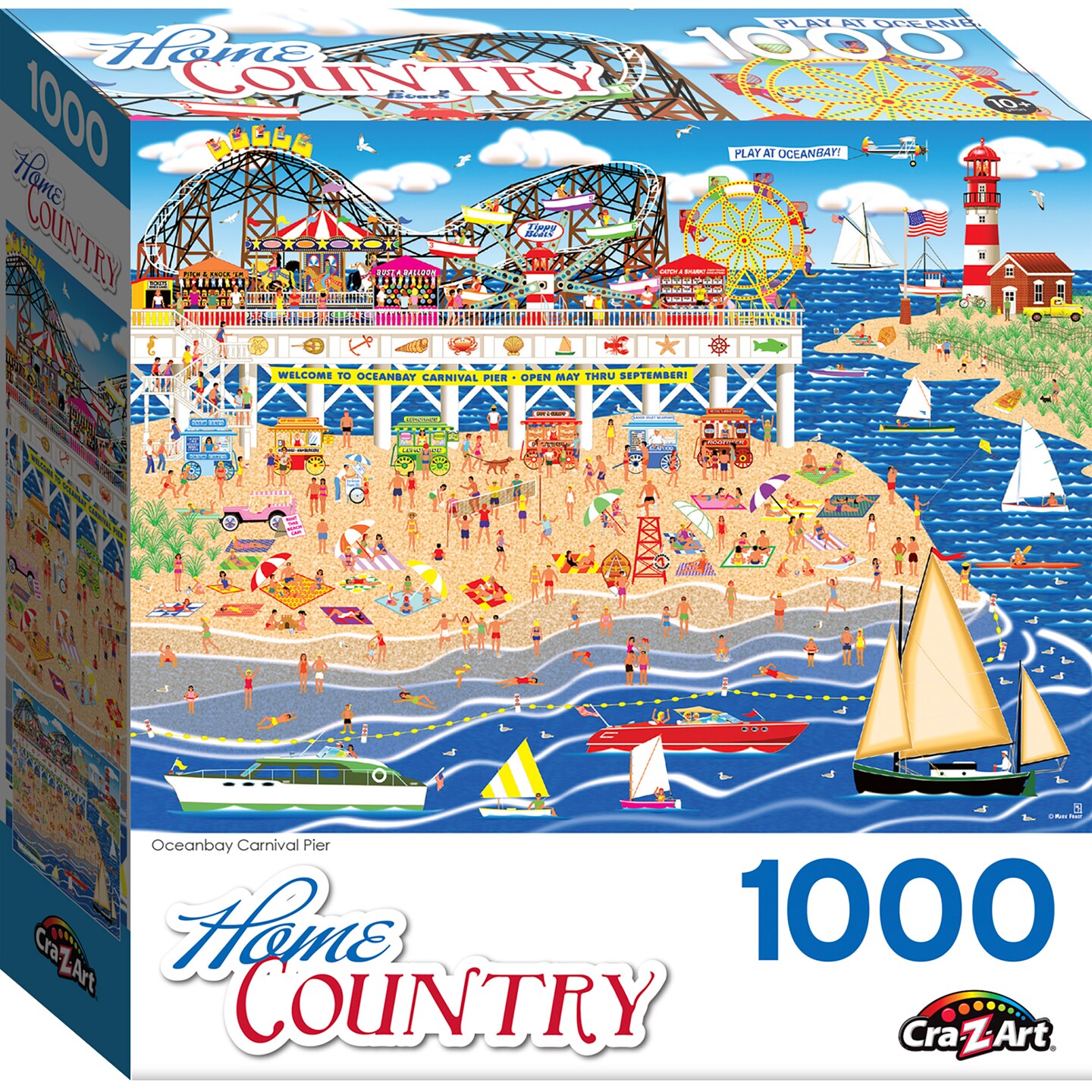Cra-Z-Art - RoseArt: Home Country - Oceanbay Carnival Pier - 1000 Piece Puzzle, 27x20&#x22; Assembled Size Jigsaw, Image Poster Reference, Premium Quality