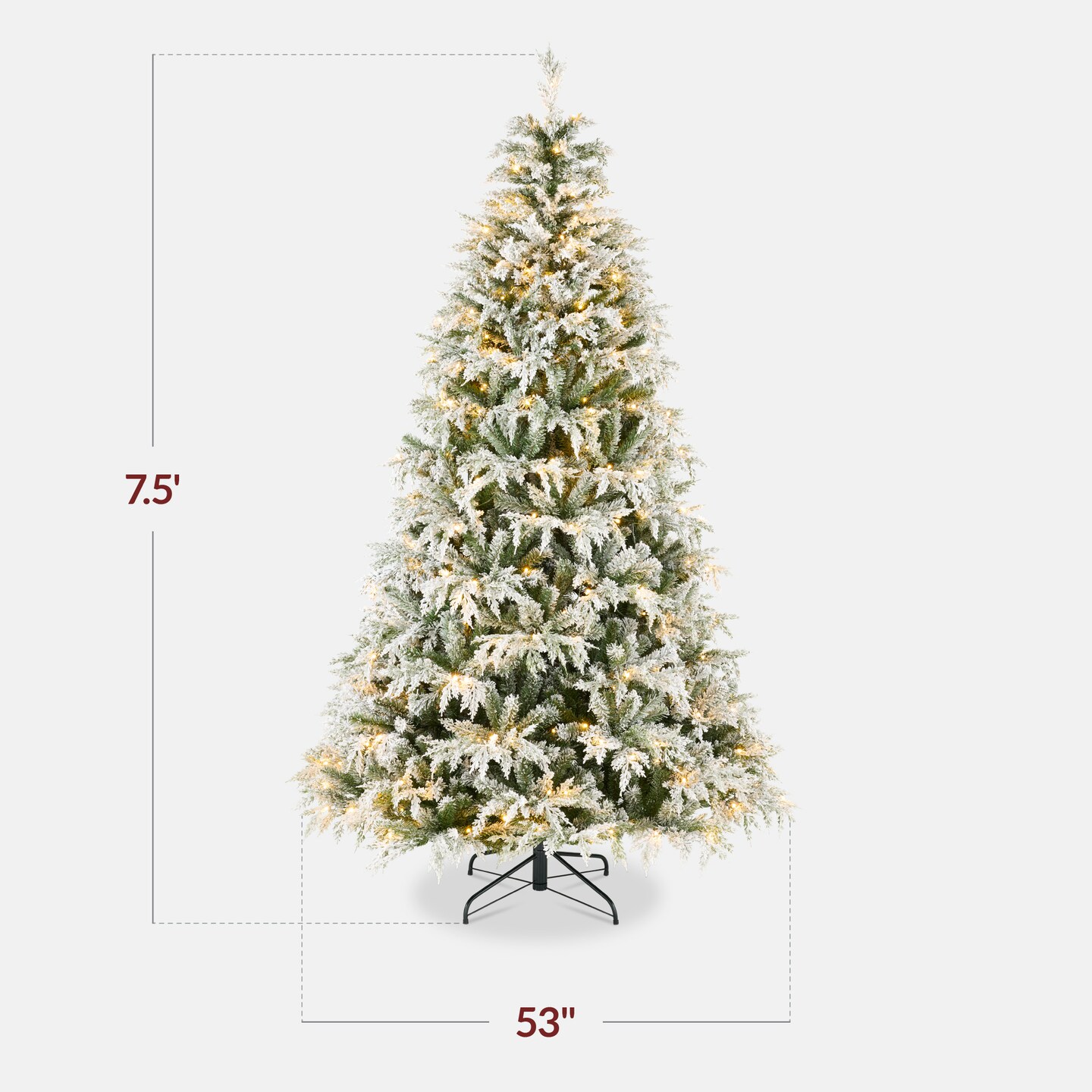 Pre-Lit Flocked Cedar Cypress Christmas Tree w/Twinkling Lights, Artificial Holiday Décor, White & Multicolored LEDs