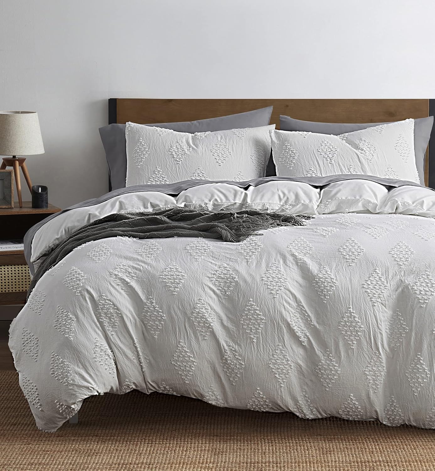 Nestl Bedding Tufted Duvet Cover Set with Quilted Down Alternative Comforter Insert