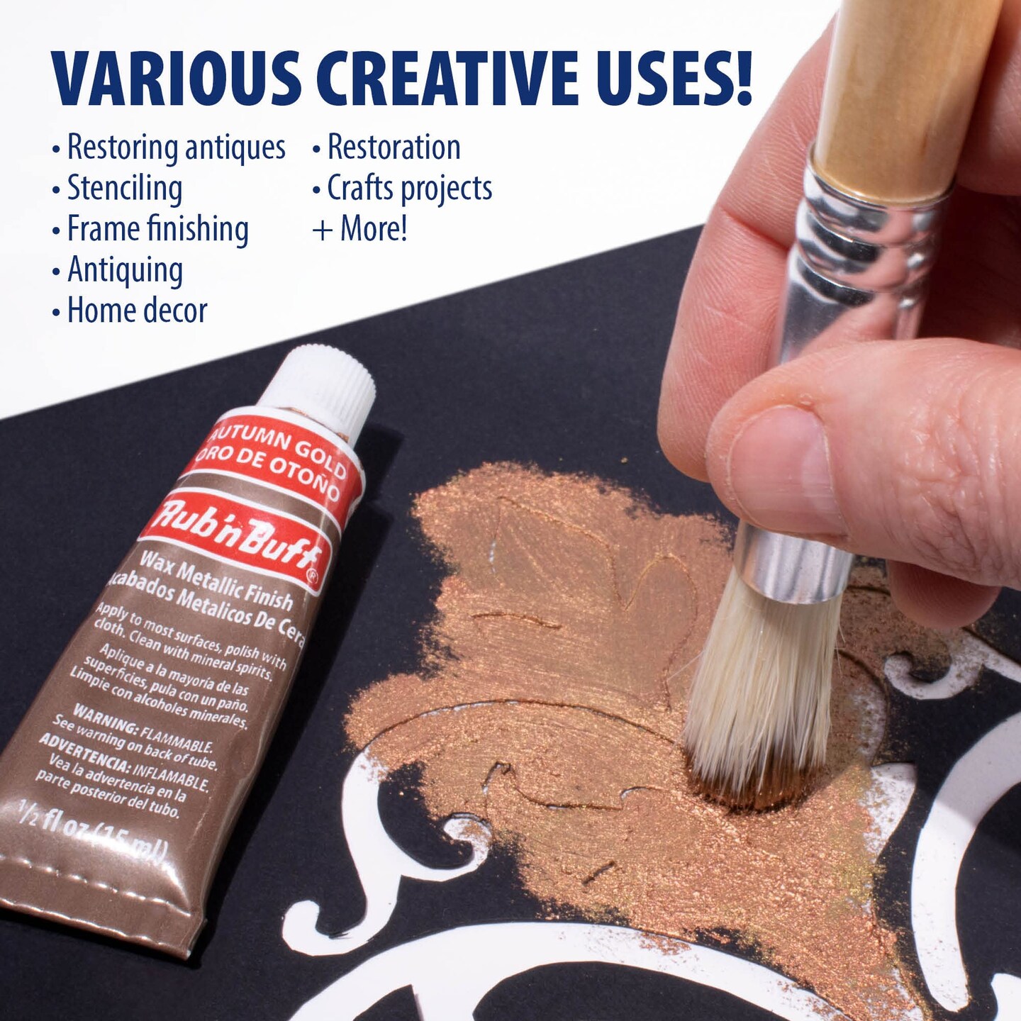 AMACO Rub n Buff Wax Metallic Finish - Rub n Buff Autumn Gold 15ml Tube - Versatile Gilding Wax for Finishing Furniture Antiquing and Restoration - Rub and Buff Colors Single Tube