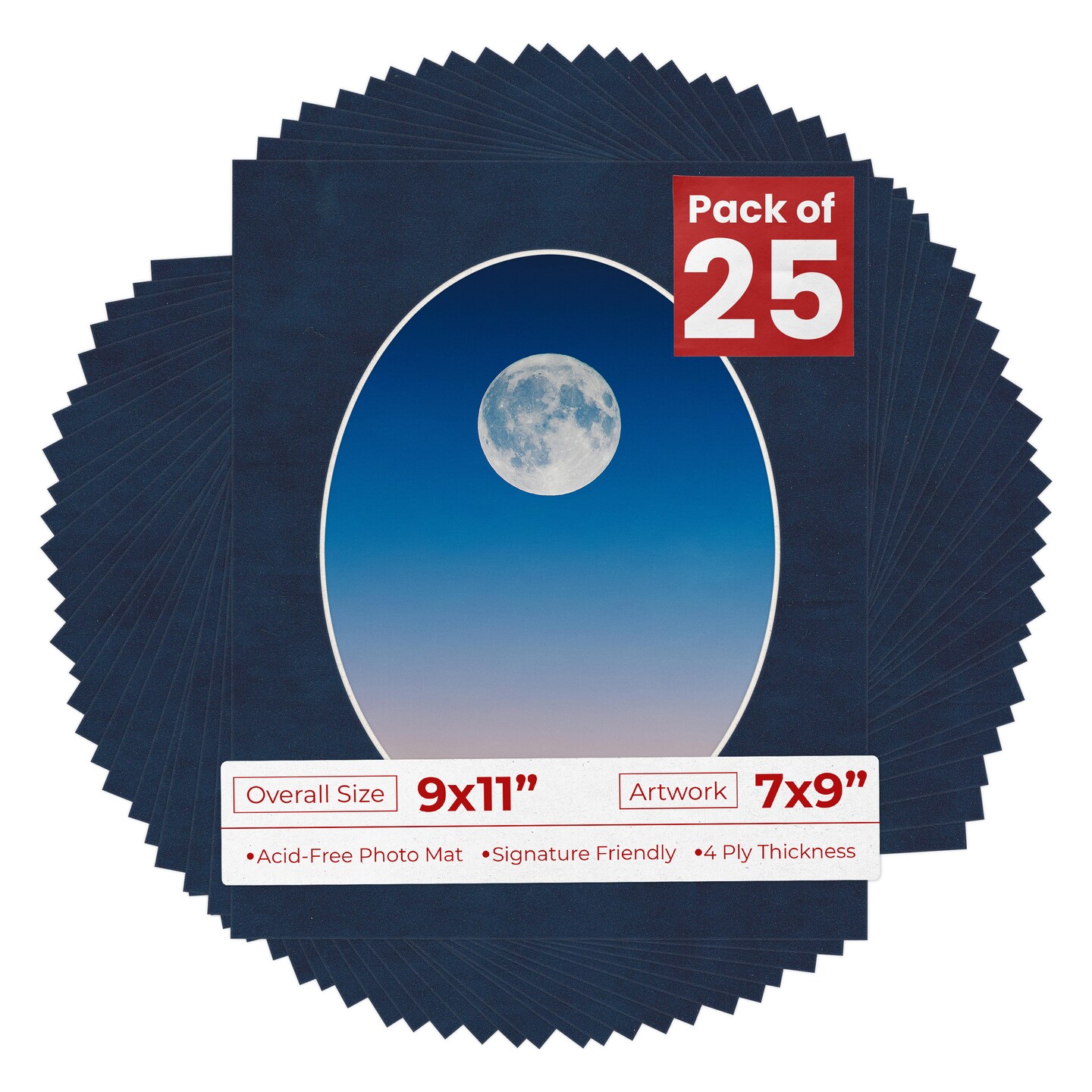 Navy Suede Mat Board for 9x11 Frames - Oval Opening for 7x9 Photos