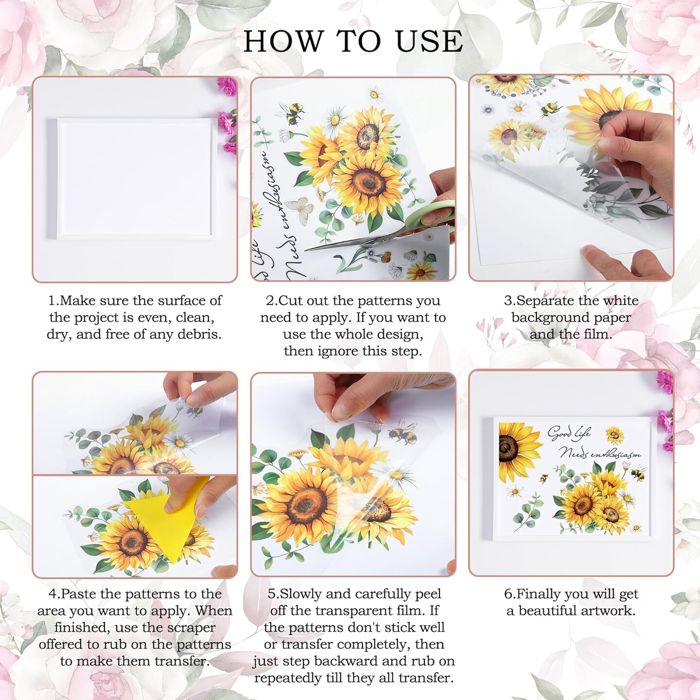 Rub on Transfers for Crafts and Furniture (Multi) 16.93 x 12.2 x 0.2 inches