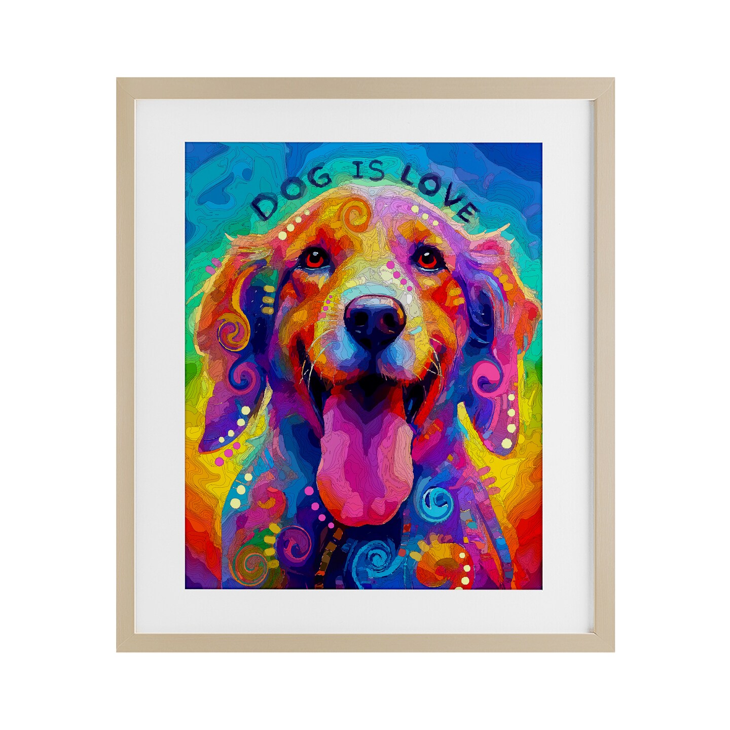 Stupell Industries Dog Is Love Swirled Pattern Framed Print Under Glass, design by Dean Russo- Evolution Collection