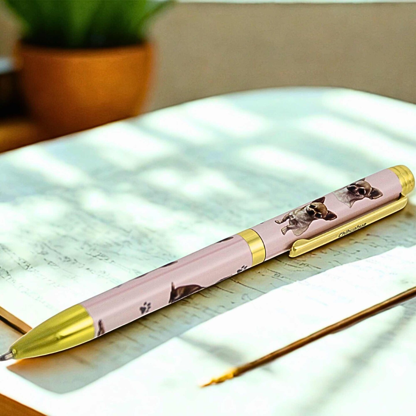 E & S Imports 5.5 Inch Chihuahua, Tan Ballpoint Pen Everyday Pen , Writing Dog Puppy Pet
